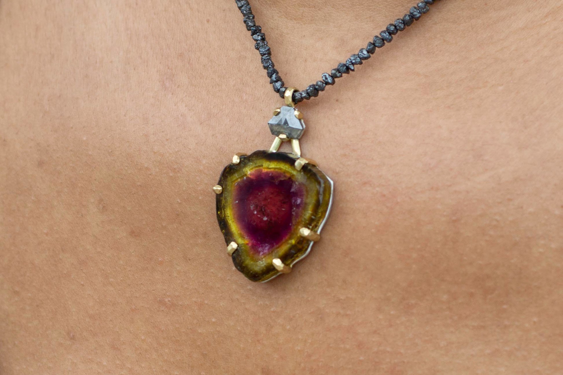 Tourmaline and diamond necklace image 1