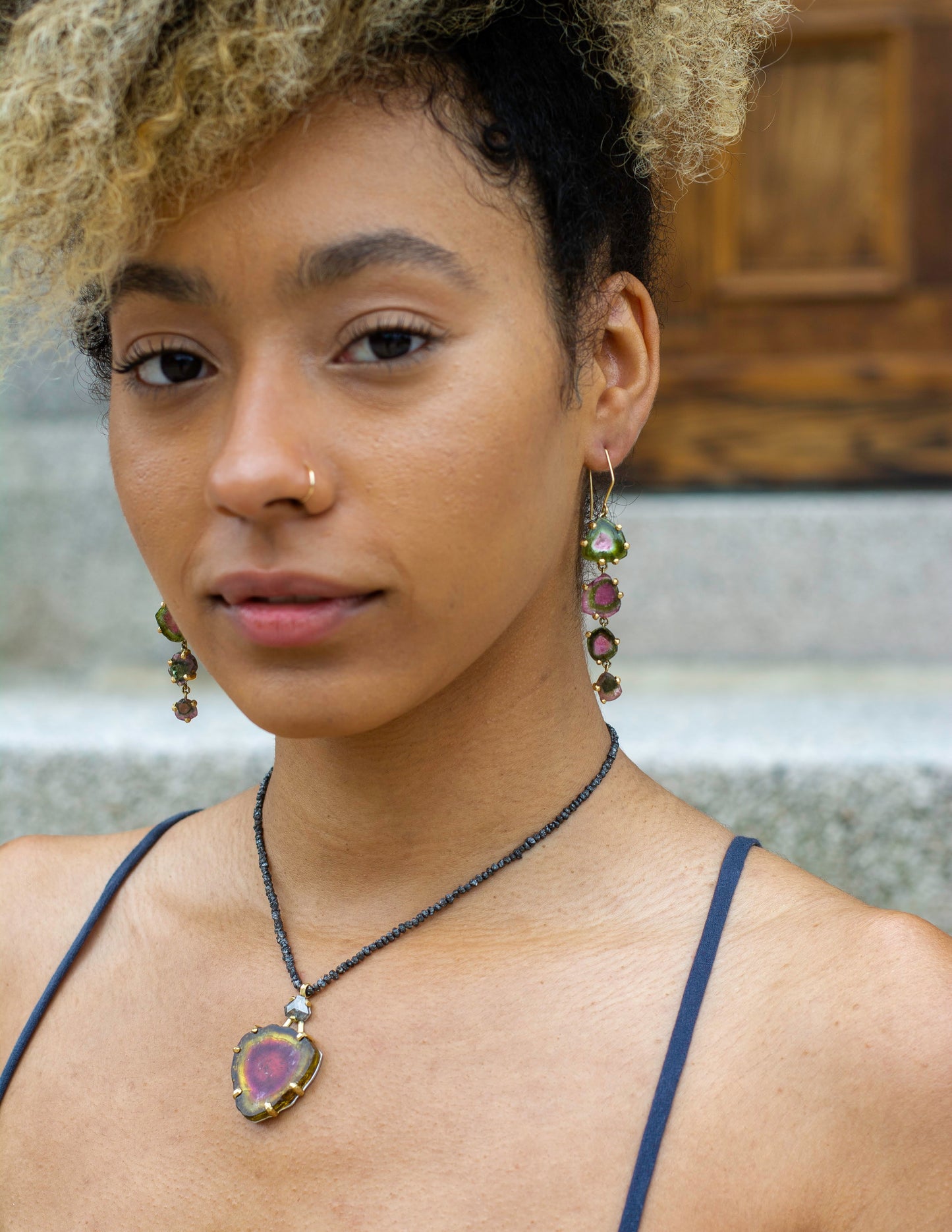 Tourmaline and diamond necklace image 2